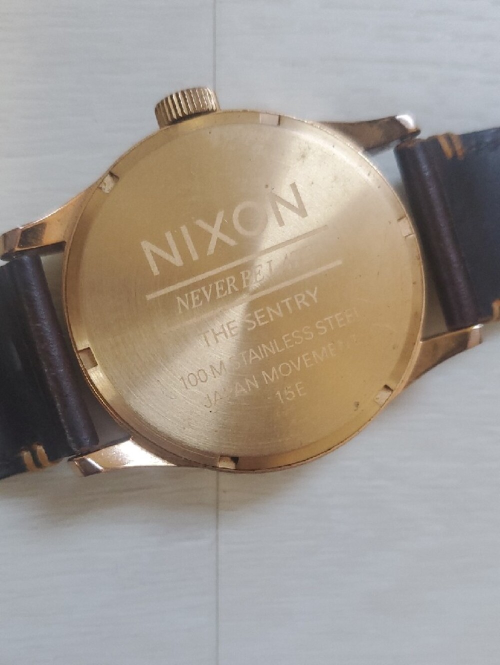 Nixon Rose Gold Case Gray Dial Brown Leather Strap Watch - Picture 5 of 8